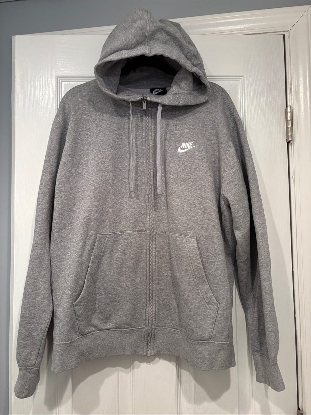 Nike Grey Zip-Up Hoodie with Swoosh